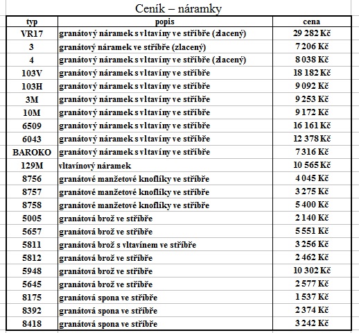 Ceník - náramky AG 925/1000